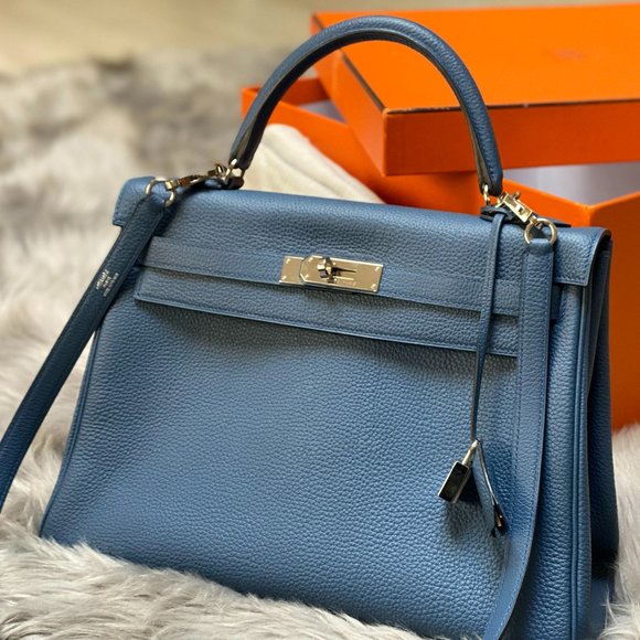 Hermes Blue Agate Togo Kelly Retourne 32 - Picture 8 of 9